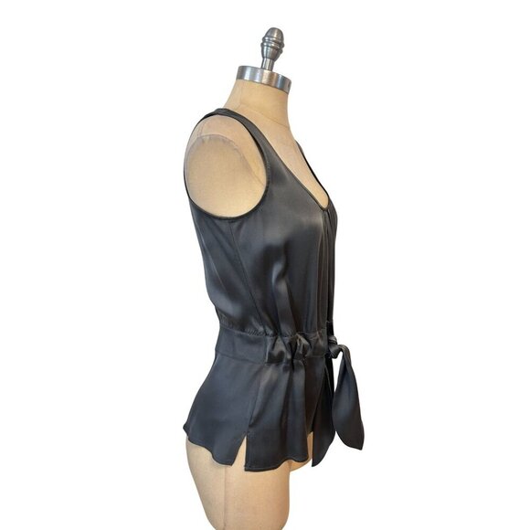 Tory Burch Grey Belted Silk Tank/Sleeveless Top Size 4 - Picture 2 of 4